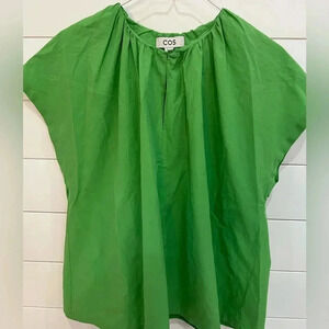 Gathered Cap Sleeve Blouse - Green